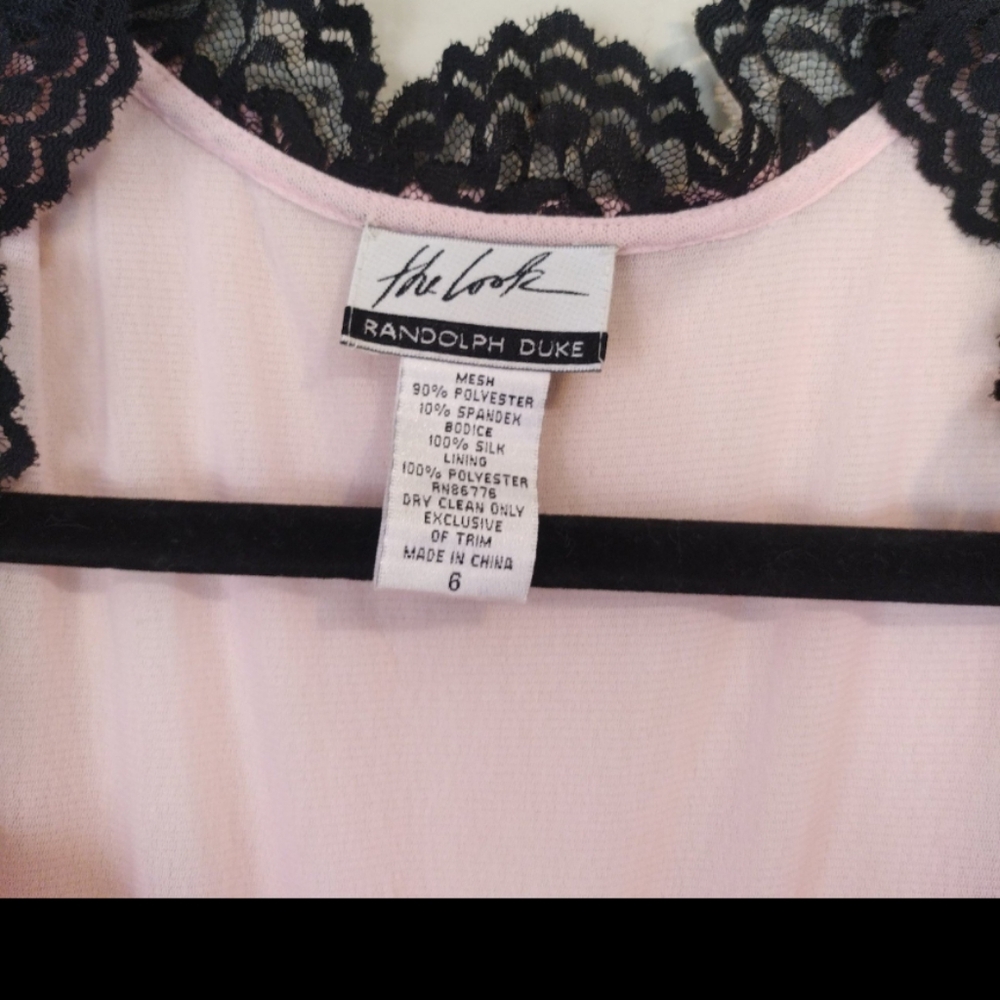 Vantage 90s Y2K Silk Lace Mesh Pink and Black Feminine Dress SZ 6 - Picture 5 of 10
